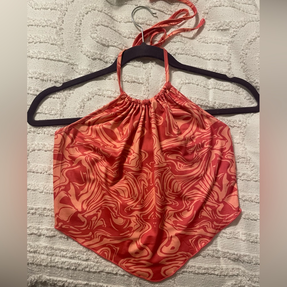 Pink swirl bandana halter top